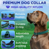 Reflective Neoprene Padded Dog Collar with Quick Release Buckle – Essentials for Dogs - Dark Emerald Green / XX-Small - image 2