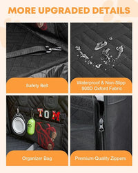 Kohree Dog Car Seat Cover for Small Dogs, Hard Bottom Dog Car Seat Cover for Back Seat with Upgraded PVC Pipe, Waterproof 900D Car Hammock for Dogs Pet Back Seat Extender for Cars SUV Truck-S