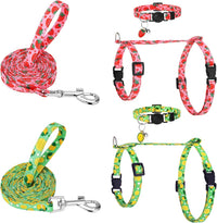 2 Pack Cat Harness and Leash with Collar Set - Pink,Green