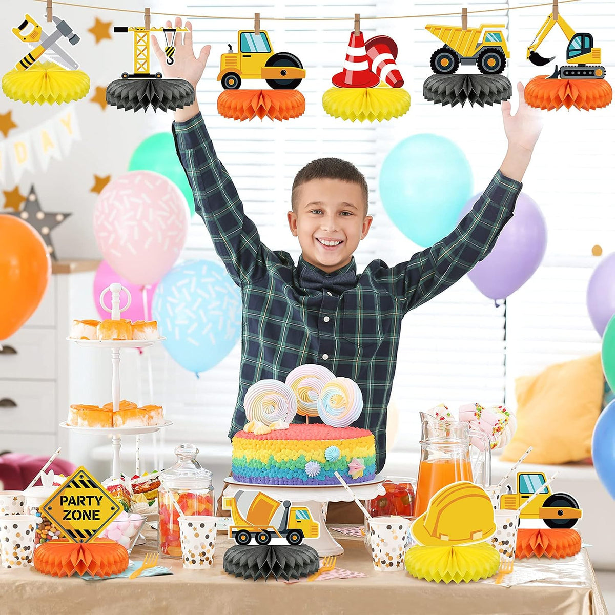 9 Pcs Construction Party Honeycomb Centerpieces for Birthday Table - image 4