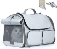 FUKUMARU Cat Carrier, Airline Approved Dog Carrier with Rollable Cover – Essentials for Cats - Ash Grey
