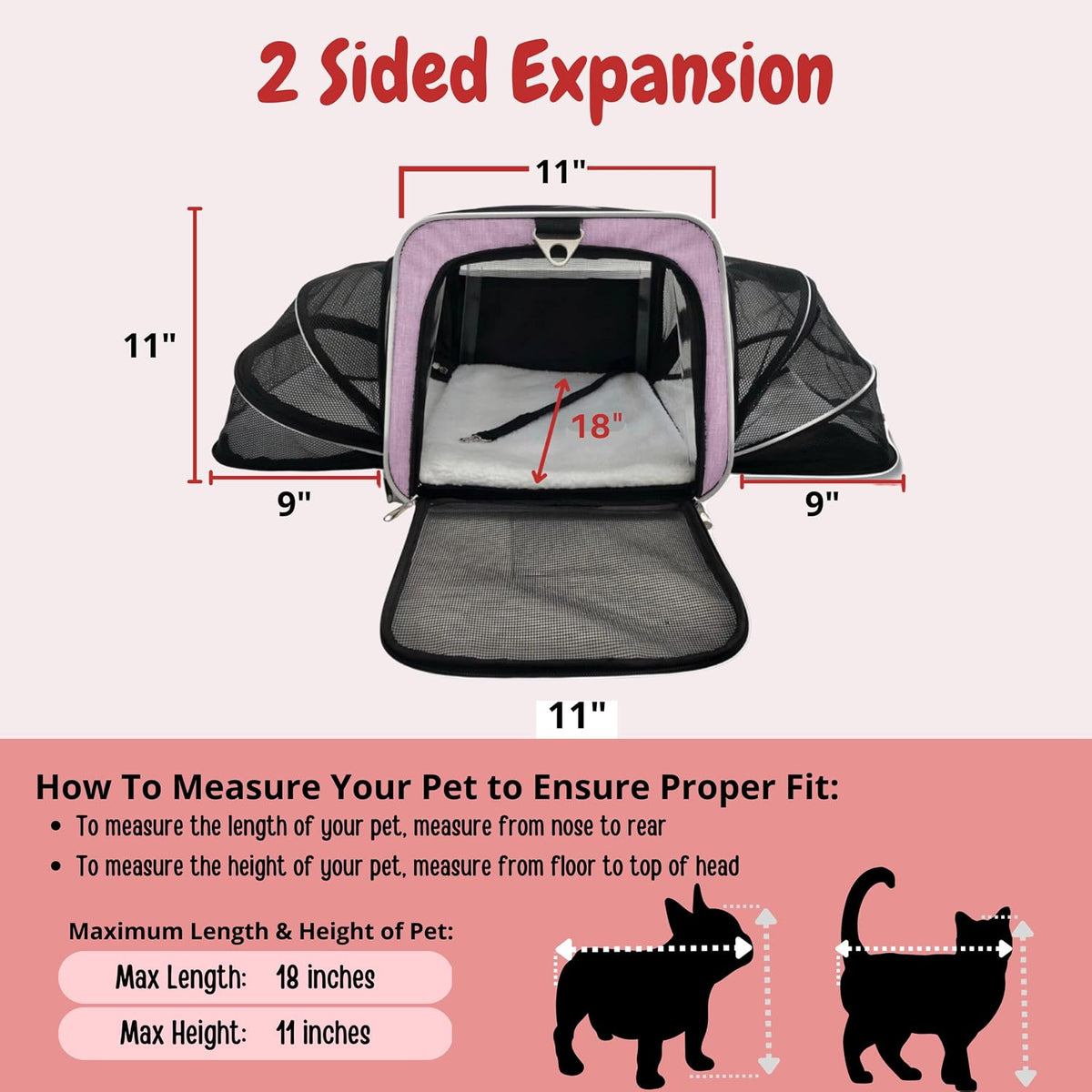 Airline Approved Expandable Premium Pet Carrier on Wheels - PINK - image 4