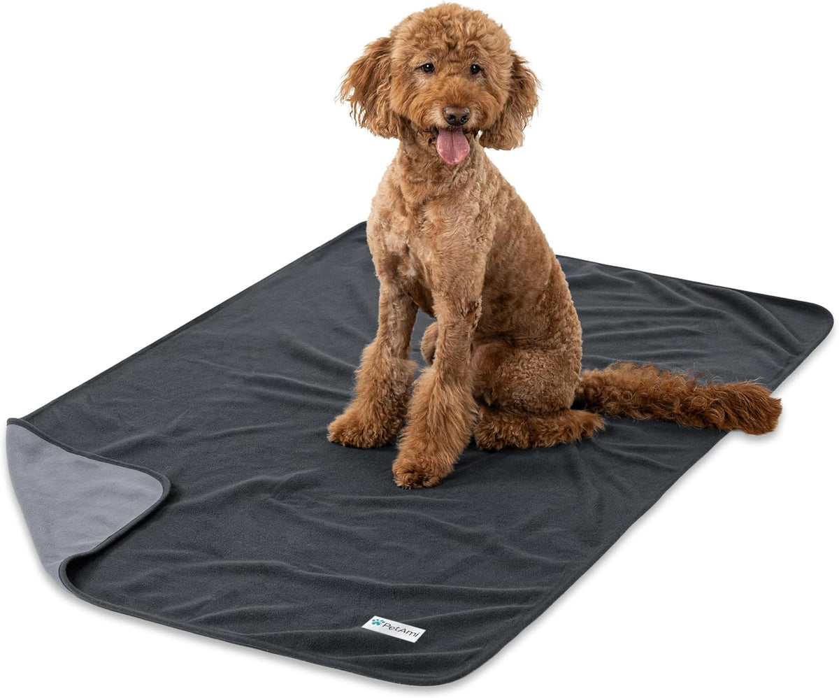 PetAmi Waterproof Dog Blanket, Leakproof Pee Proof Cat Blanket - Gray/Light Gray / Large (40x60)