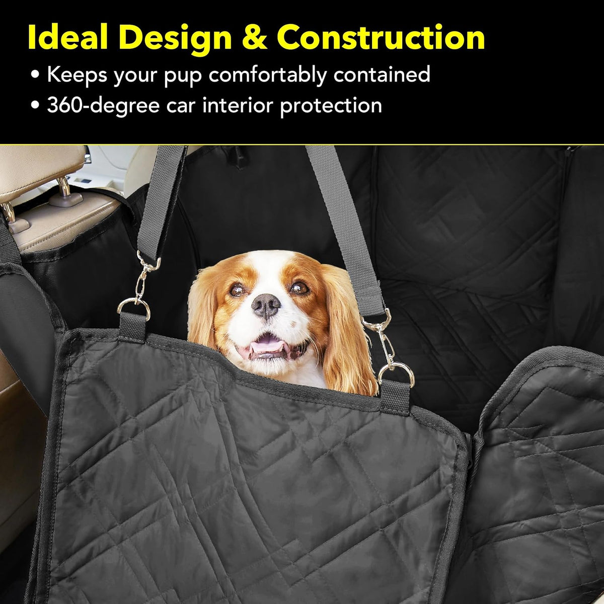 Dog Car Seat Cover, Heavy Duty Hammock - Standard / Black - image 2
