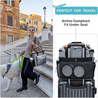 Large Dog Travel Bag, Airline Approved Dogs Bags for Traveling, 2 Dog 's Food Travel Container and Collapsible Bowls, Weekend Pet Travel Bags