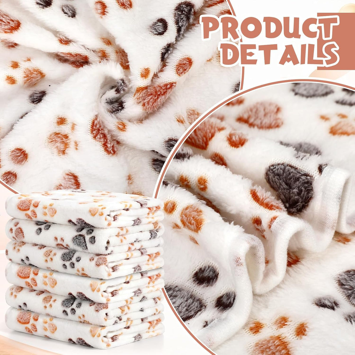 Tegeme 12 Pcs Puppy Blanket for Litter Dog Cat - White,gray / 41 x 30 Inch - image 4