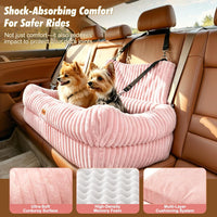 Pawaboo Dog Car Seat Bed, Memory Foam Booster for Medium/Large Dogs, Beige – Essentials for Dogs - Light Pink - image 4