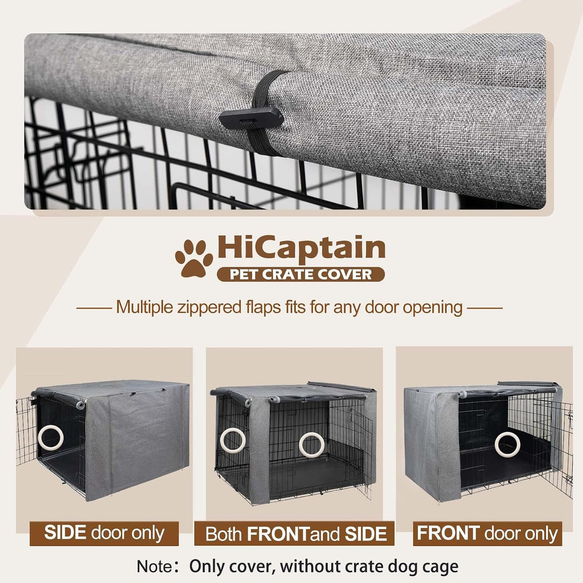 42-Inch Dog Crate Cover with Mesh, Waterproof Kennel Cover - 30.0"L x 19.0"W x 21.0"H / Grey - image 4