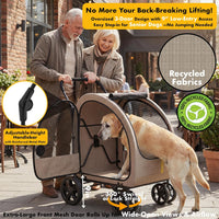 PAWZIDEA 3-in-1 Large Dog Stroller with Detachable Carrier - Khaki Plaid - image 4