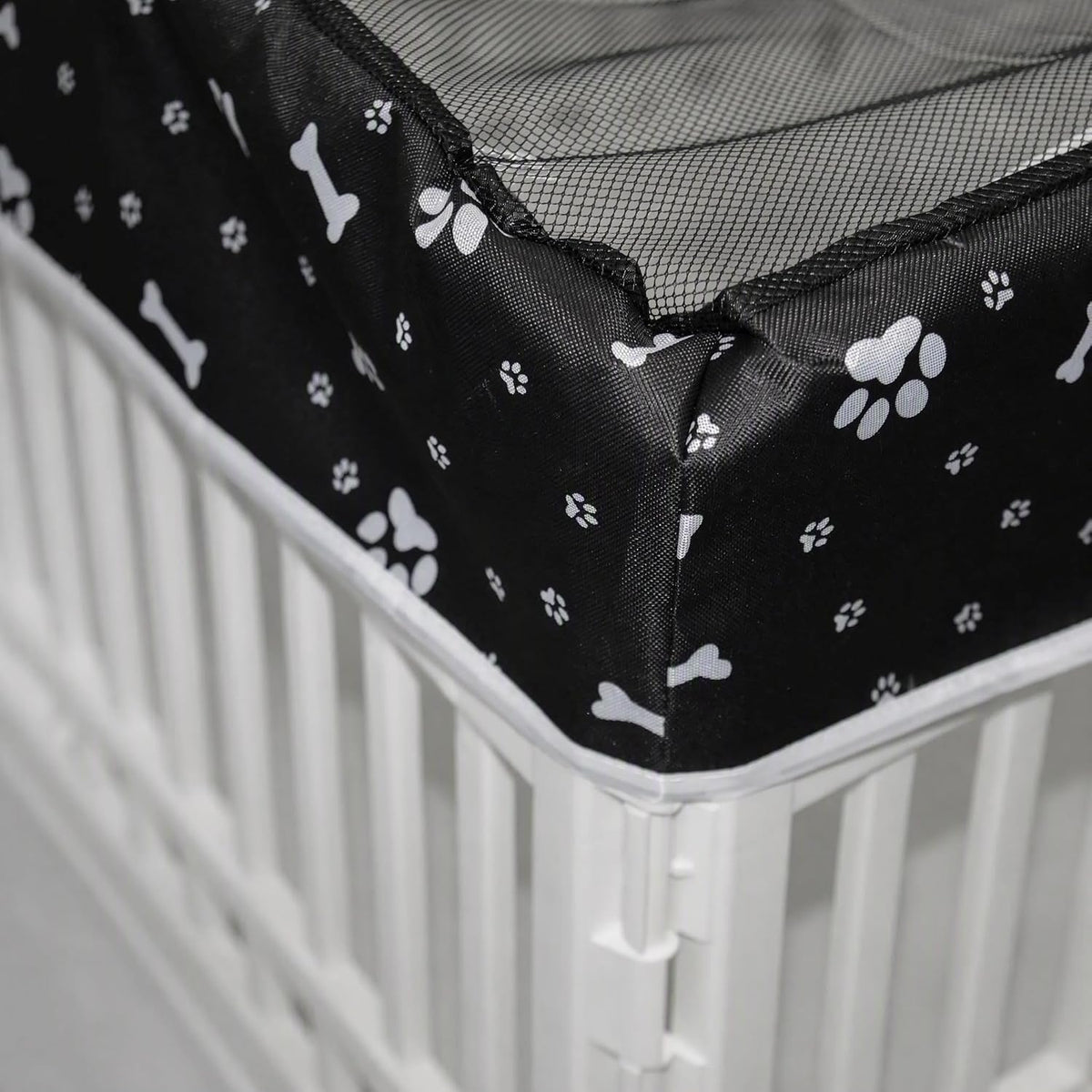 PJYuCien Playpen Top Cover for 36'' Width 4 Panel Pen, Black Paw – Essentials for Dogs - Fits Plastic 4 Panels Playpen / Cover, 36"Width, Black Paw ( Adhesive Tape Connections ) - image 2