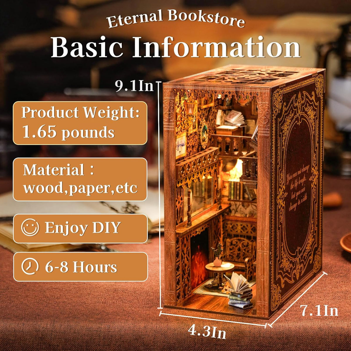 Cutefun Book Nook Kit for Adults - Eternal Bookstore - image 2