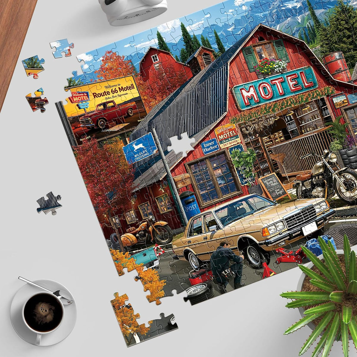 1000 Piece Puzzles for Adults, Premium Magic Book Jigsaw Puzzle – Fun for Kids & Family - Roadside Motel - image 2