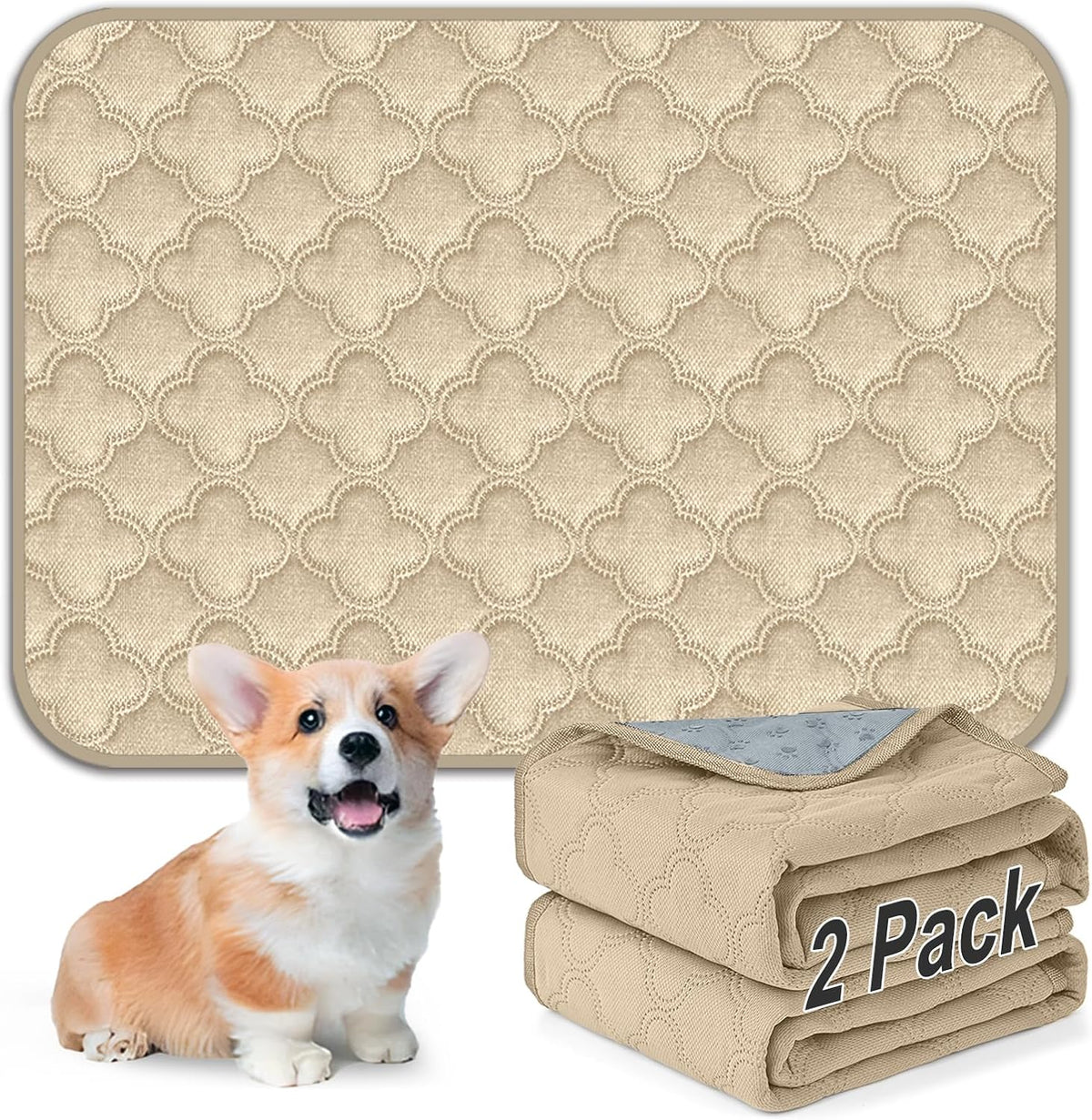FunFurry Washable Pee Pads for Dogs - Cream / 18" X 24" - 2 Pack