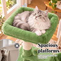 Hey-brother Cat Tree, Multi-Level Sisal Covered Scratching Posts - Green / 60.6 Inches - image 3