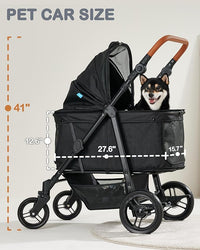 Medium Dog Stroller for Large Dogs, pet Stroller for Medium Dogs Up to 66lbs, All-Terrain with Adjustable Handle & Canopy, Sun Shades, Storage Organizer, Waterproof Oxford Fiber