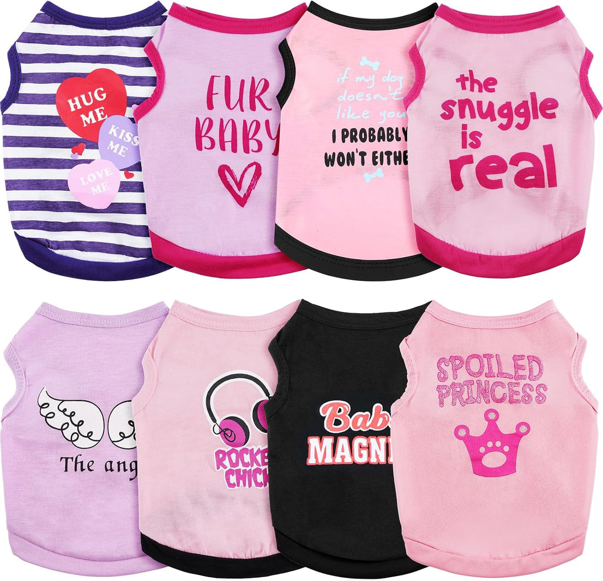 Reginary 8 Pcs Dog Shirts Girl Small Dog Clothes - Vivid Pattern / X-Small