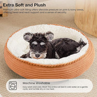 Love's cabin Round Donut Cat and Dog Cushion Bed, 25in Pet Bed for Small or Medium Dogs, Anti-Slip & Water-Resistant Bottom, Soft Durable Fabric Pet Beds, Washable Calming Cat Bed Orange Stripe