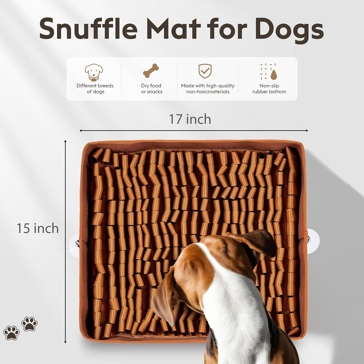 FunFurry Snuffle Mat for Dogs, Dog Puzzle Mat - Brown / 17" X 15" - image 2