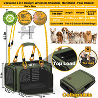 Expandable Pet Carrier for Small Cats & Dogs - 18.0"L x 11.0"W x 11.0"H / Forest Green - image 2