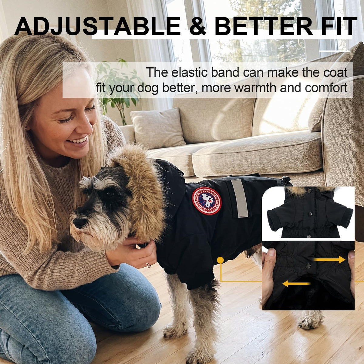 Small Dog Coats, Waterproof - S(Chest 17.7") / Black - image 3