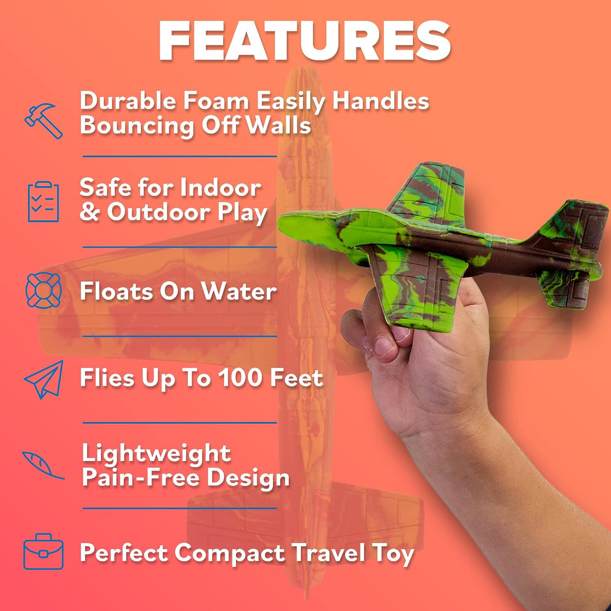 Foam Airplanes - Stocking Stuffers for Kids All Ages 4 5 6 7 8 9 10 Year Old - Best Toy Gift - Boy - Camo - image 3