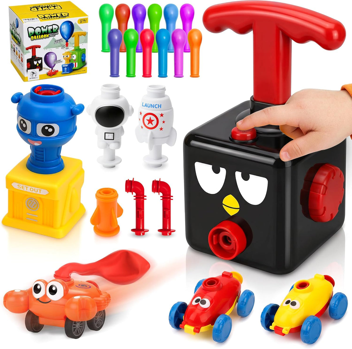 PATHOSIO PETS balloon launcher toy set with hand pump and inertia race car - view 3