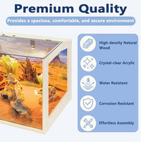 Prolee Bearded Dragon Tank, Reptile Enclosure, Snake Tank, Reptile Terrarium, Built-in Light Fixtures with Switch, (23 Gallon, 24" Long, Clear Acrylic Roof)