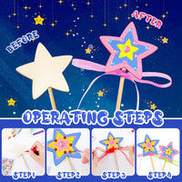 Chinco DIY wooden princess wand kit with star wands, stickers, ribbons and markers - view 4