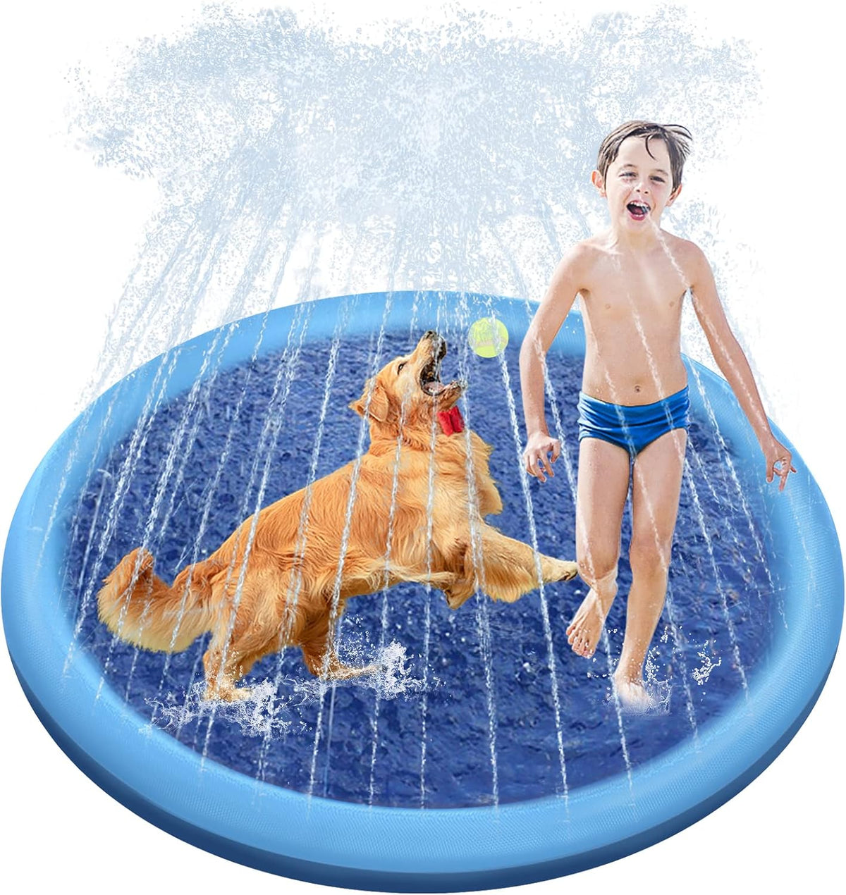 Raxurt Non-Slip Splash Pad for Kids and Dog - Blue / 59in