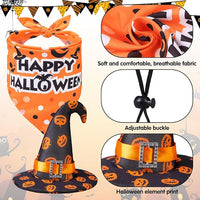 SCENEREAL Small Dog Halloween Costumes, Bandana Hat Dress Set, 3pcs Puppy Party Supplies, Soft Triangle Scarf, Cute Tutu Skirt Outfit for Girl Boy Pet