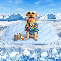 Dog Cooling Mat for Large Dogs - Ice Blue Wave Stitching / Large