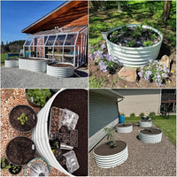 A ANLEOLIFE 2-Pack 4ft x 18” Tall Galvanized Raised Garden Beds Outdoor, Round Metal Planter Box for Planting Vegetables Flowers Herb, Anti-Rust & Easy-Setup, Antique White