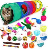 iCAGY 25 Pcs Cat Toys Set, Cat Tunnel Toy for Indoor Cats - Standard Set (45" cat tunnel)
