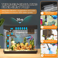 Fish Tank, 2.4-Gallon Aquarium Starter Kit with 3-in-1 Quiet Pump – Essentials for Fish - Black - image 3