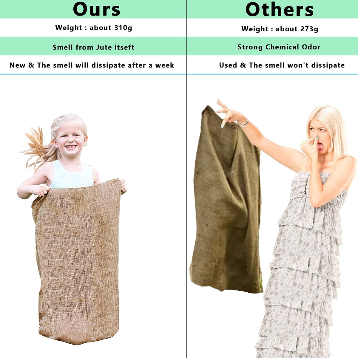 6 Pack Burlap Potato Sack Race Bags - 8 Count (Pack of 1) - image 2