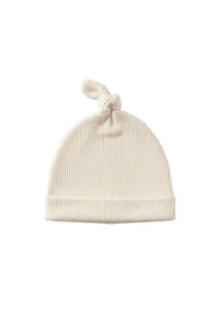Cream Waffle Knit Newborn Baby Knot Hat - BIG FRENCHIES