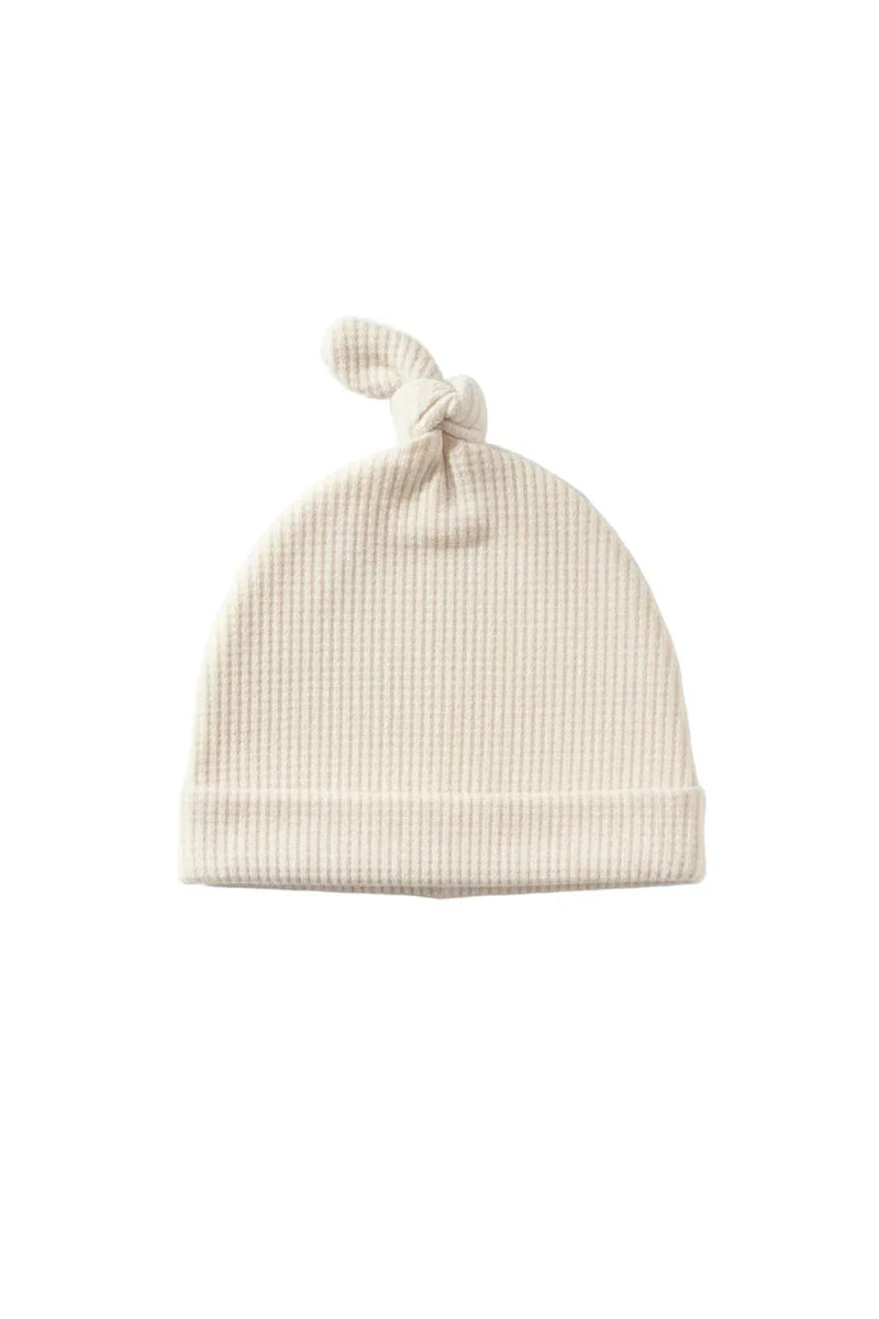 Cream Waffle Knit Newborn Baby Knot Hat - BIG FRENCHIES