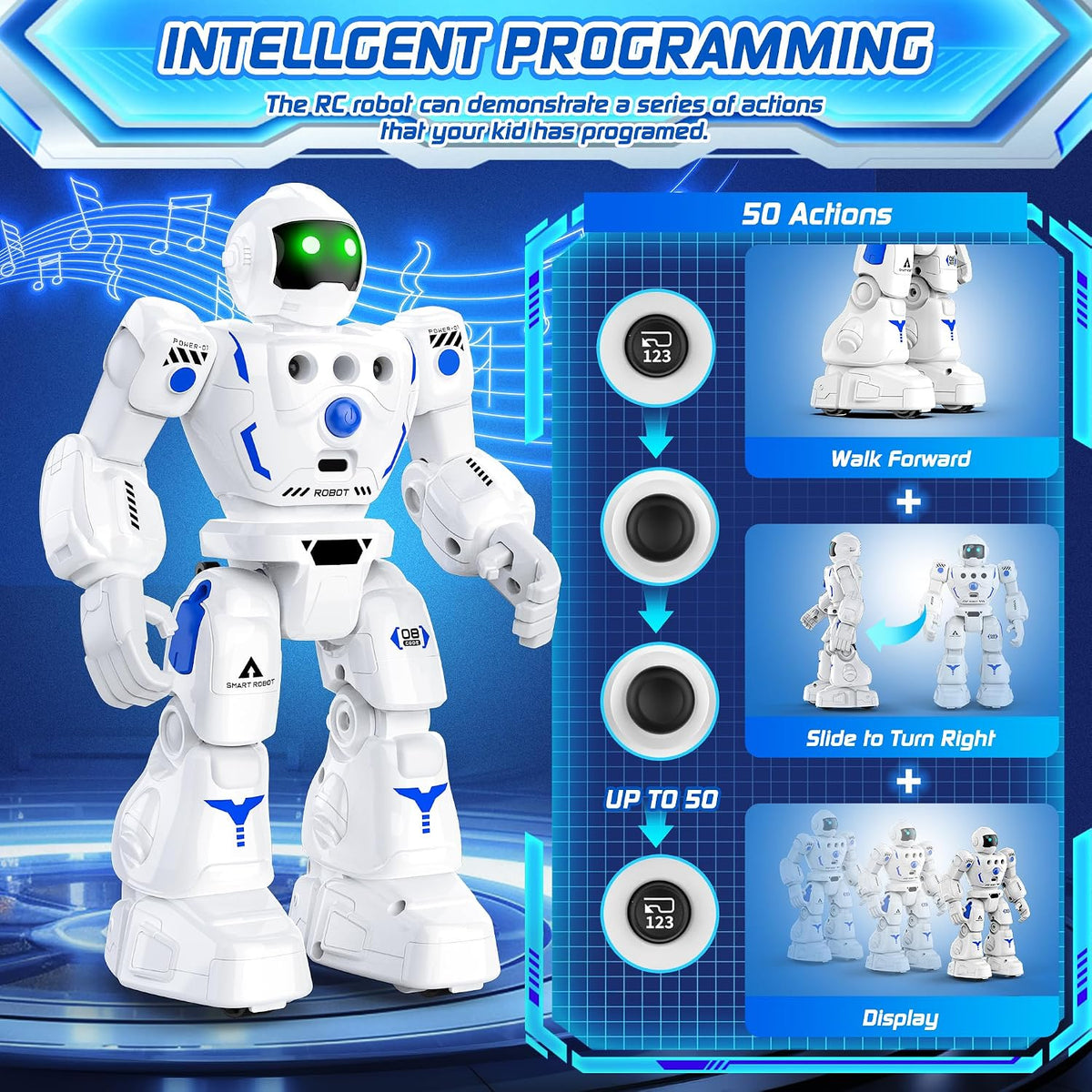 Robot Toys for Kids, Programmable Dancing Toys for 5 Year Old Boy – Fun for Kids & Family - White - image 3