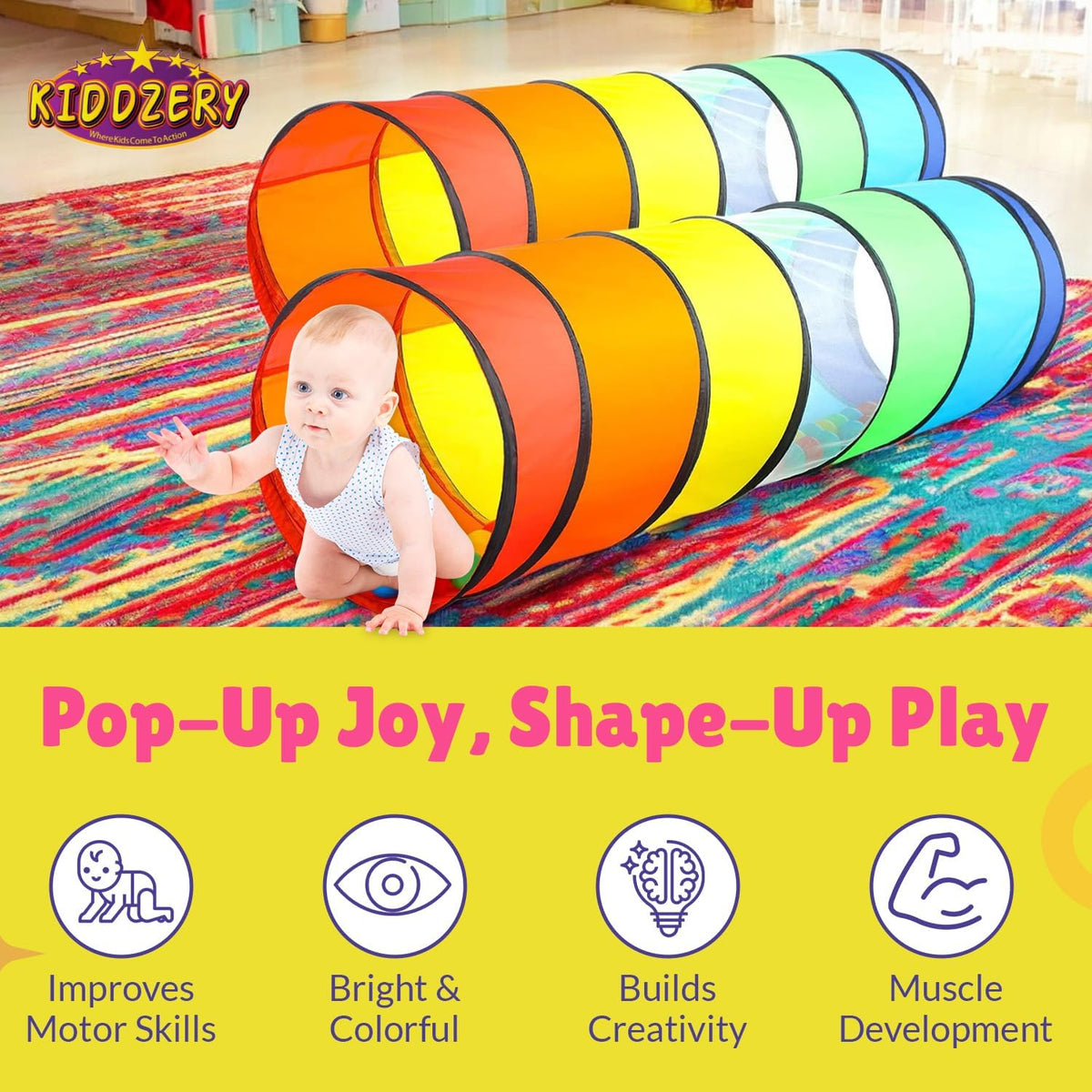 Kids Play Tunnel Set for Toddlers for Indoor and Outdoor Fun - 2 Pk - image 2