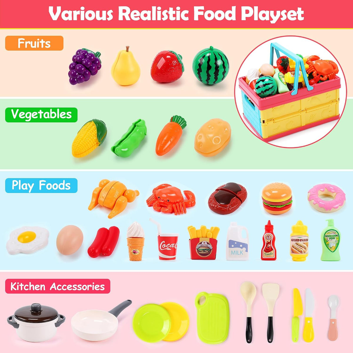 HOLYFUN Kids Kitchen Playset - Multicolor - image 2
