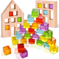 Woodtoe 24 PCS Rainbow Blocks Set - 24 PCS Rainbow Blocks Set