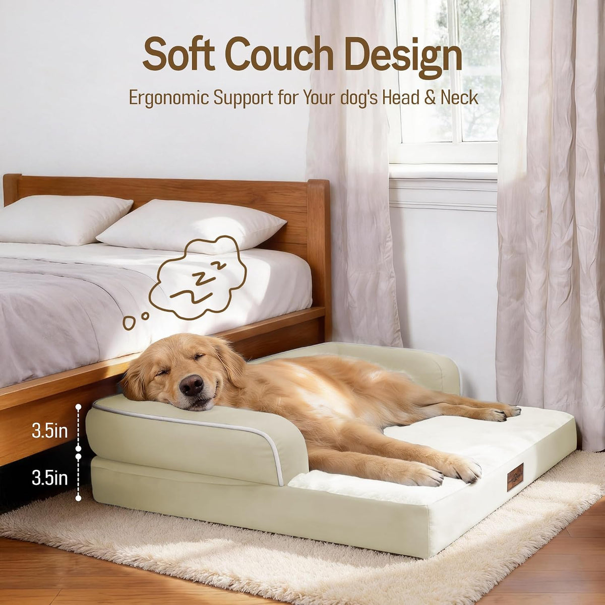 Comfort Expression Orthopedic XL Dog Bed for Large and Extra Large - Beige / 48"L x 33"W x 8"Th - image 3