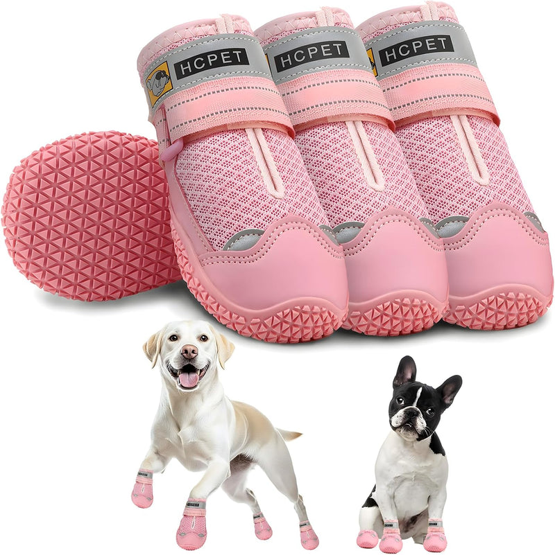 Dog Boots Waterproof Dog Shoes for Medium Large Dogs - Pink / Width 2.75 in