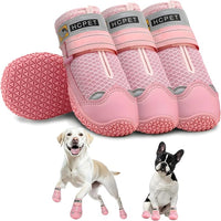 Hcpet Dog Shoes for Large Dogs, Breathable Dog Booties for Small Medium Dogs, Anti-Slip Dog Boots & Paw Protectors for Hot Pavement Winter Snow Hiking with Reflective Straps Pink Size 5