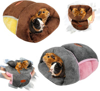 YUEPET Guinea Pig Bed Cuddle Cave, Warm Fleece Hideout - 2PCS(Grey+Brown) / 2PCS