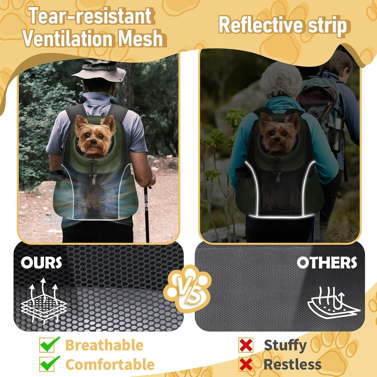 WOYYHO Pet Dog Carrier Backpack - H-Army Green / Large(10-14lbs) - image 2