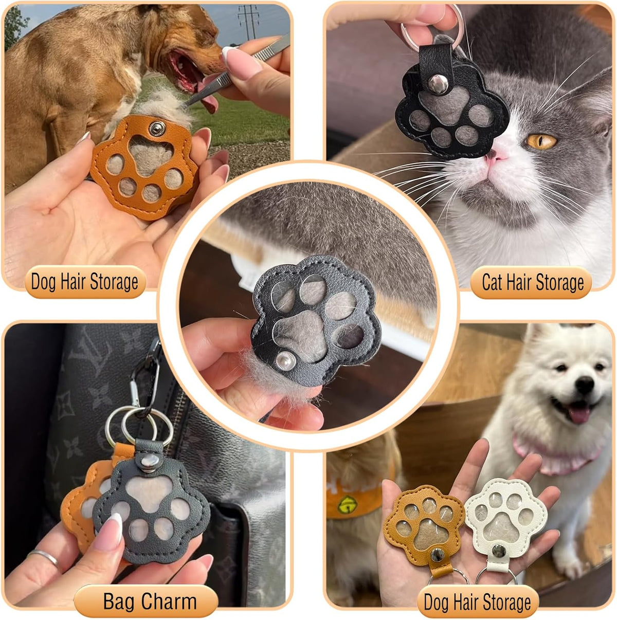 Cat Dog Hair Storage Keychain, Pet Hair Keychain - White - image 3