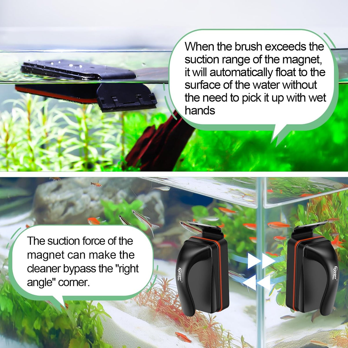 hygger Magnetic Aquarium Fish Tank Glass Cleaner - S - image 4