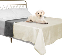 Ameritex Pet Bed Blanket Reversible 100% Waterproof Velvet Super Soft - 40x60 Inches / Cream+grey