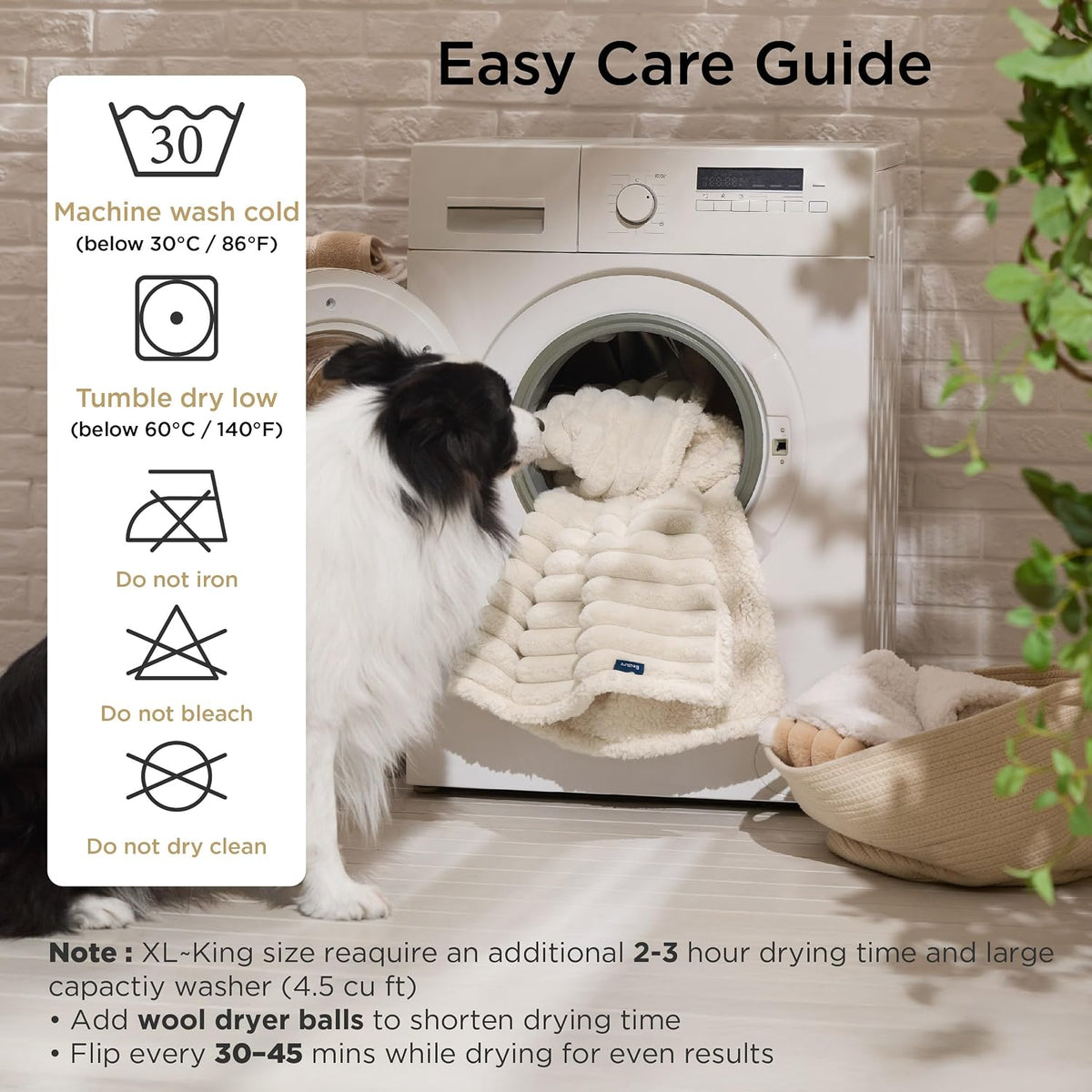 Bedsure ComfyFleece Waterproof Dog Blankets for Large Dogs - L(40x50")-1pc / Cream - image 4